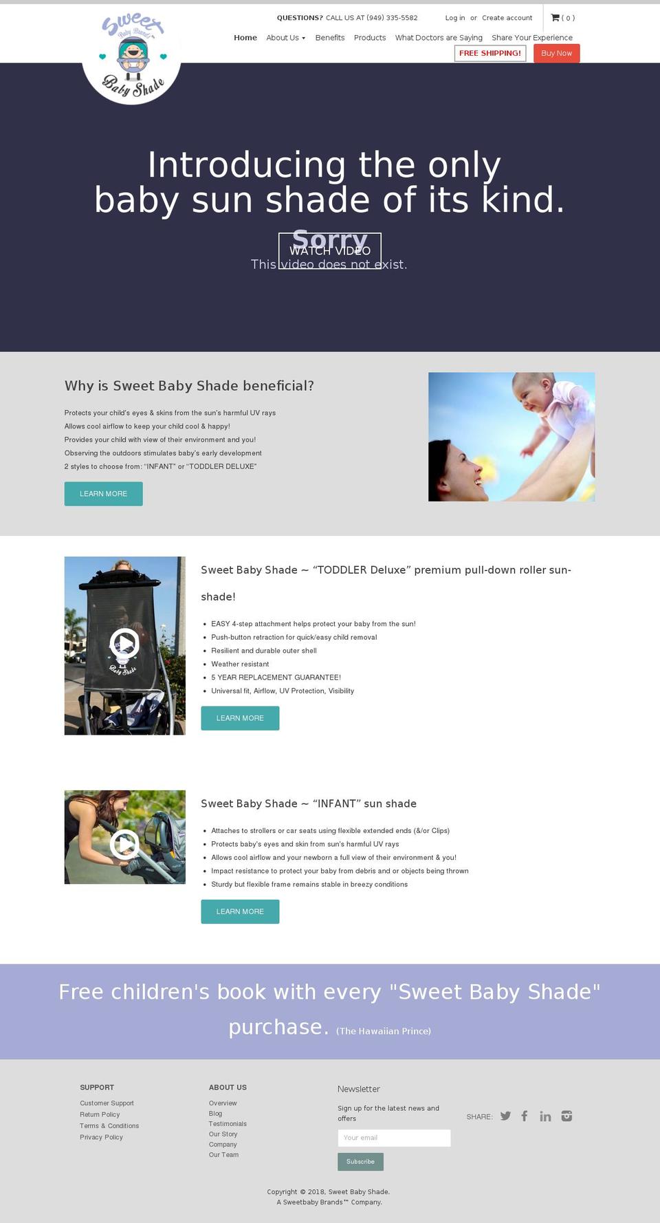 sweetbabyshade.com shopify website screenshot