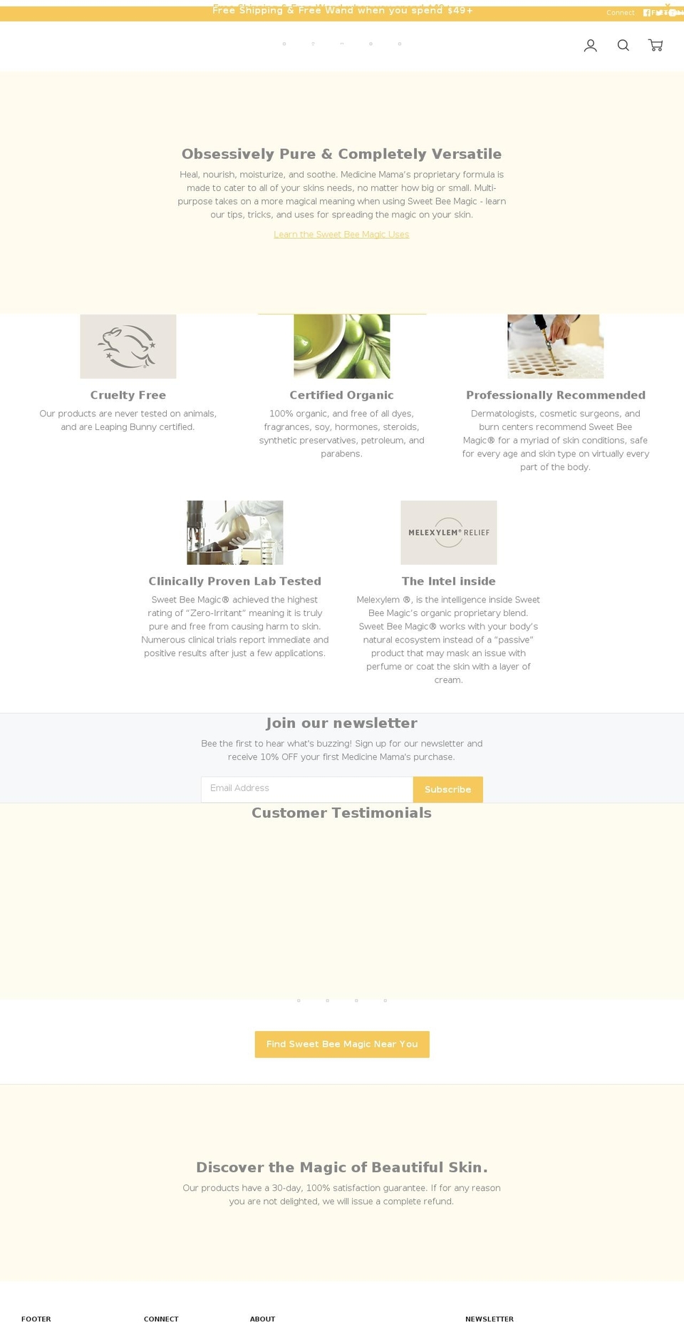 sweetbeemagic.com — Shopify storefront screenshot