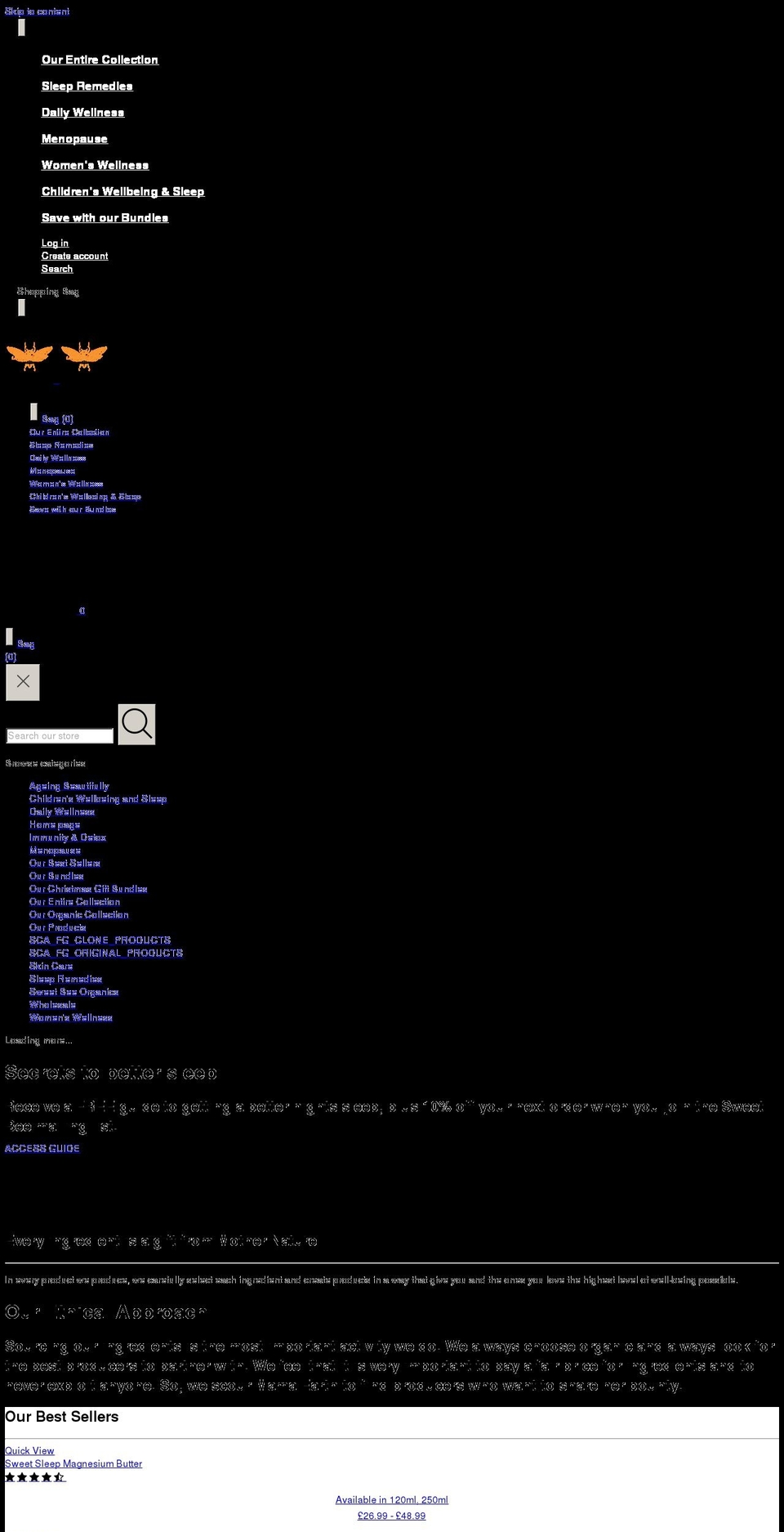 sweetbeeorganics.co.uk shopify website screenshot
