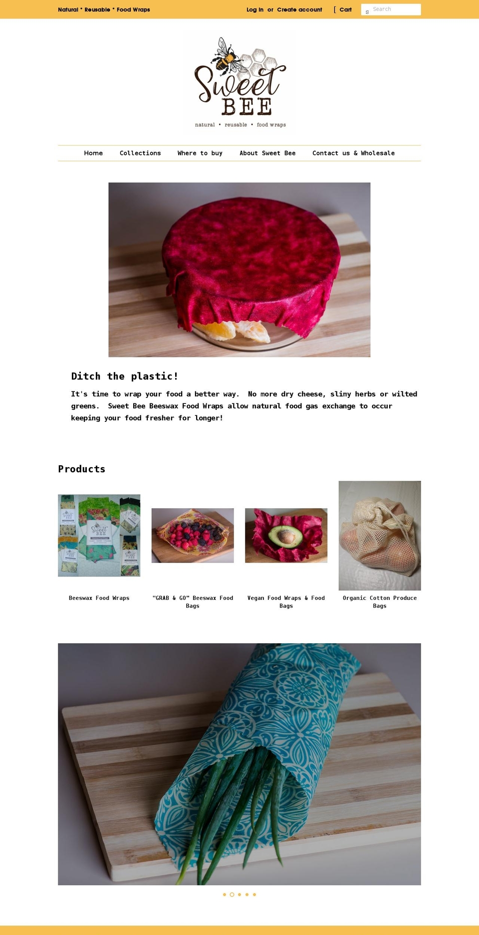 sweetbeewraps.com shopify website screenshot