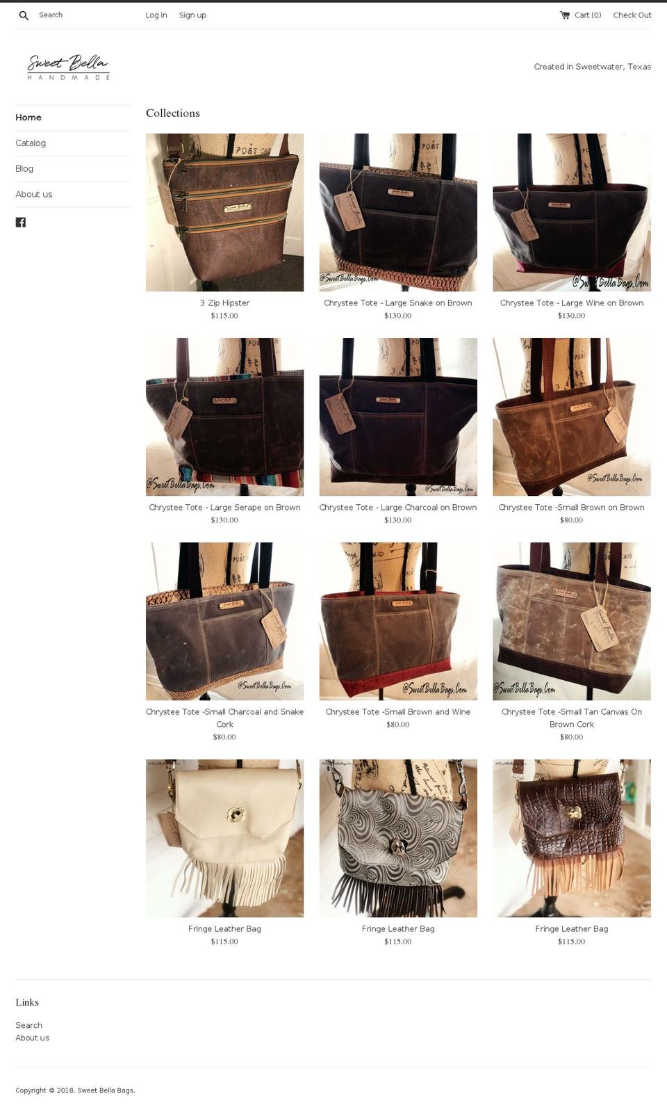 sweetbellabags.com — Shopify storefront screenshot