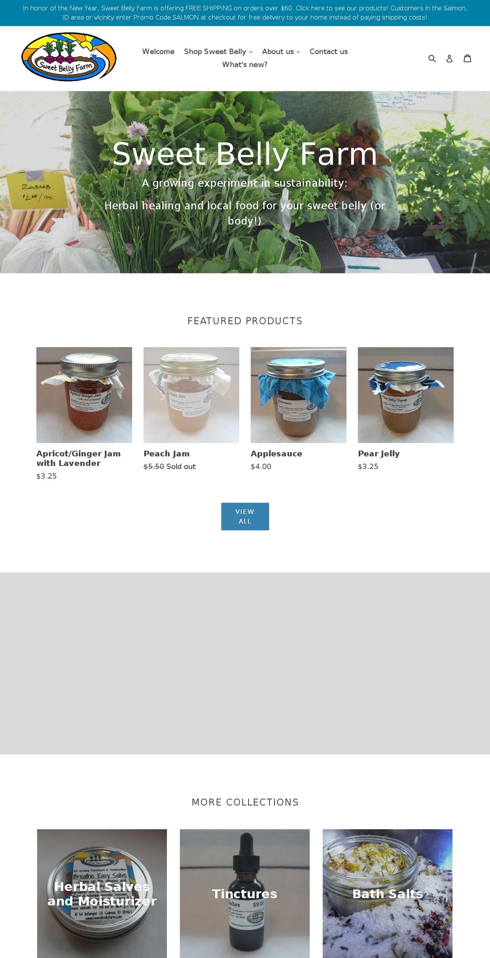 sweetbellyfarm.com shopify website screenshot