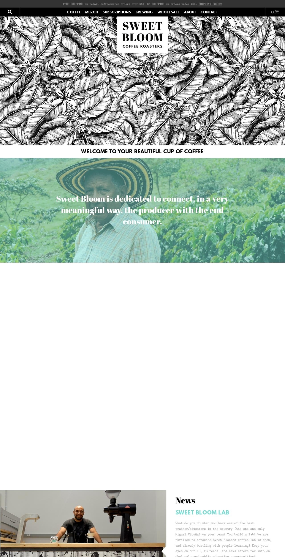 sweetbloomroasters.com — Shopify storefront screenshot