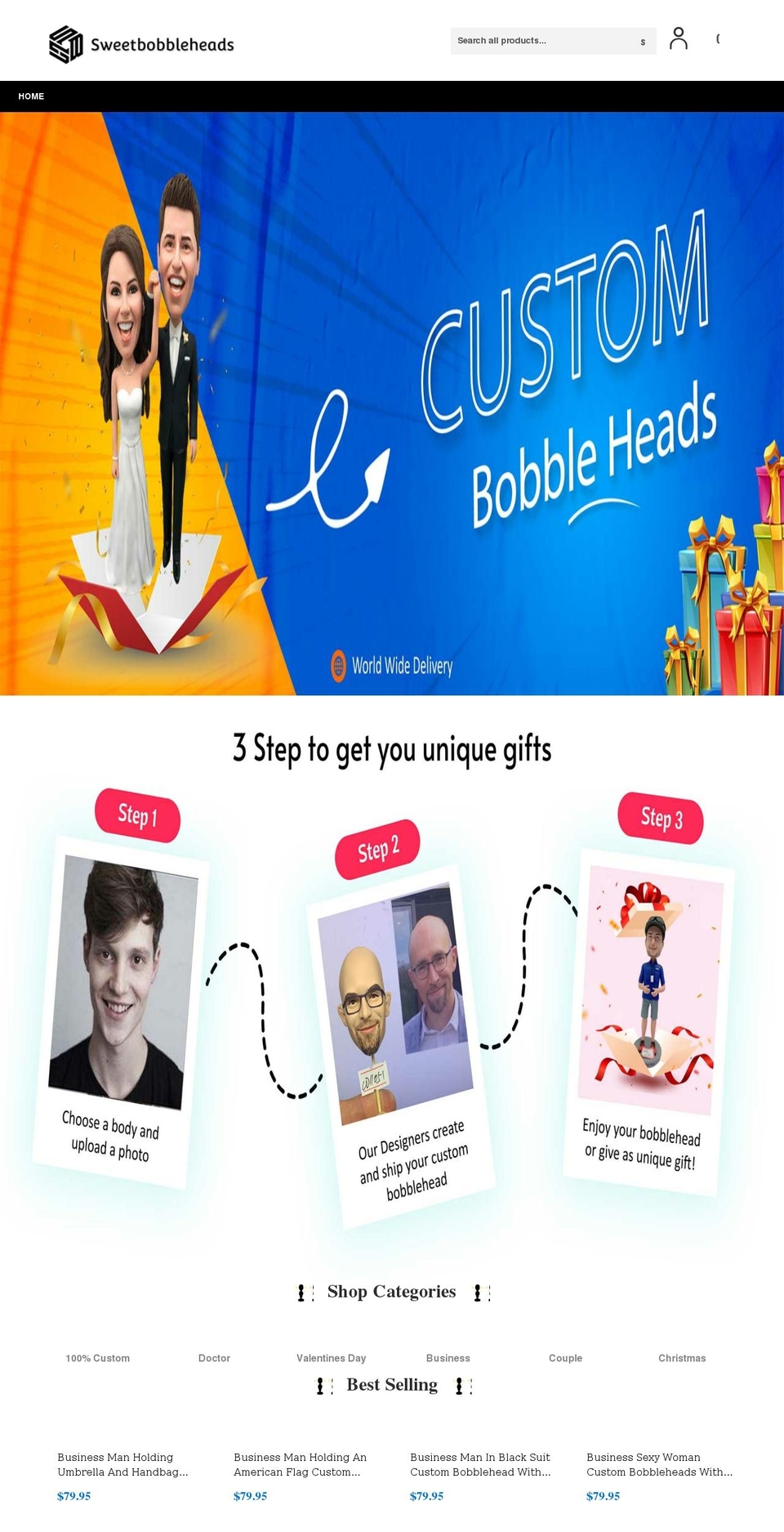 sweetbobbleheads.com shopify website screenshot