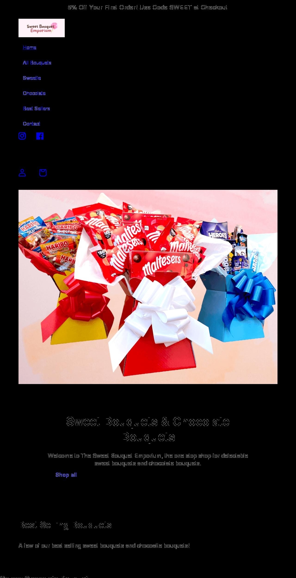 sweetbouquet.co.uk shopify website screenshot