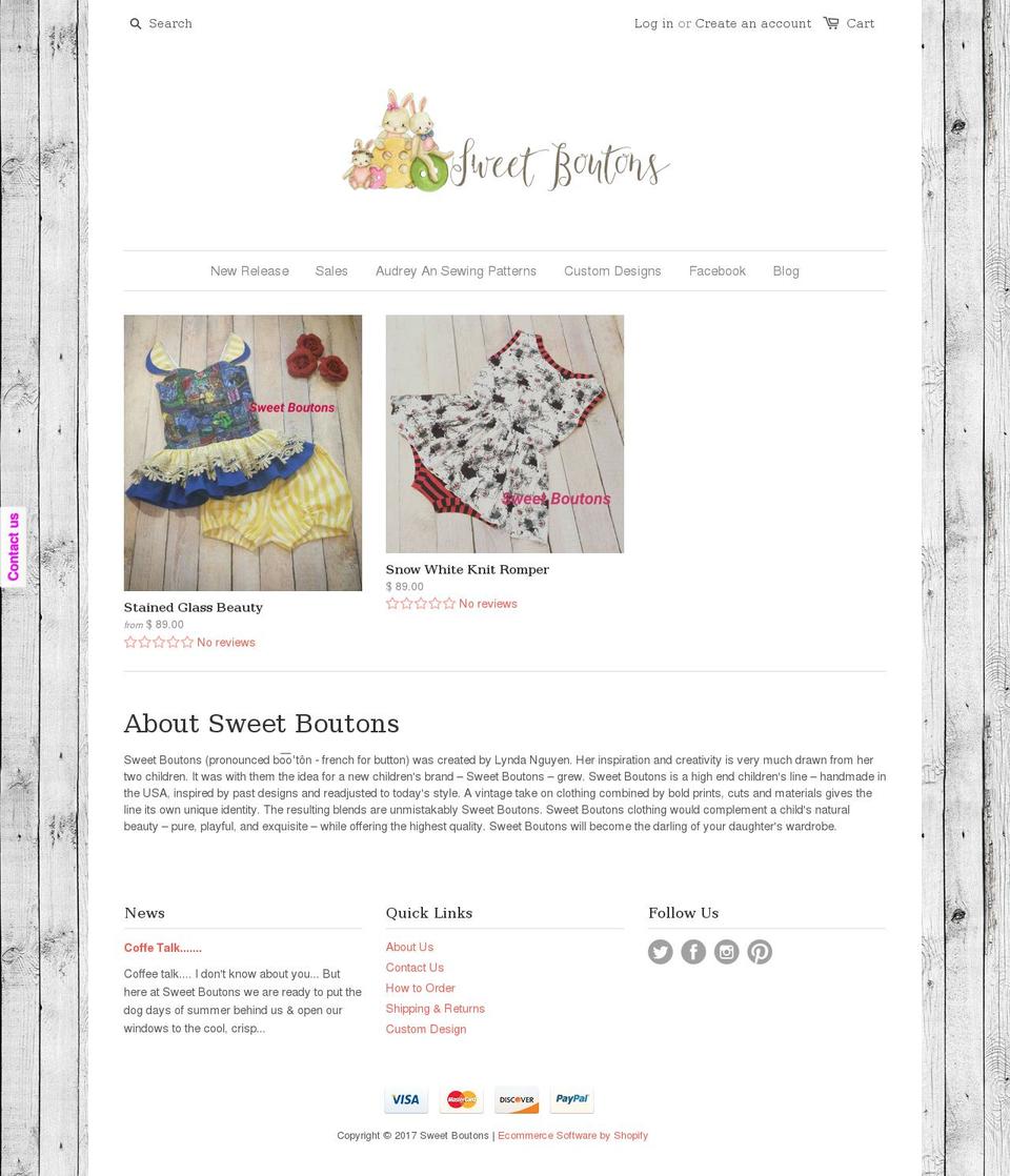 sweetboutons.com shopify website screenshot
