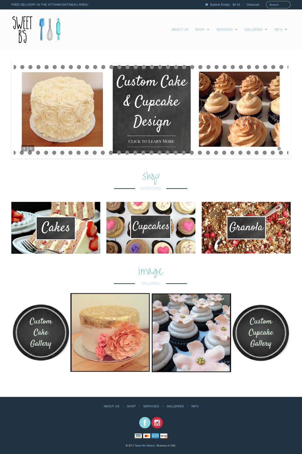 sweetbsbakery.ca shopify website screenshot