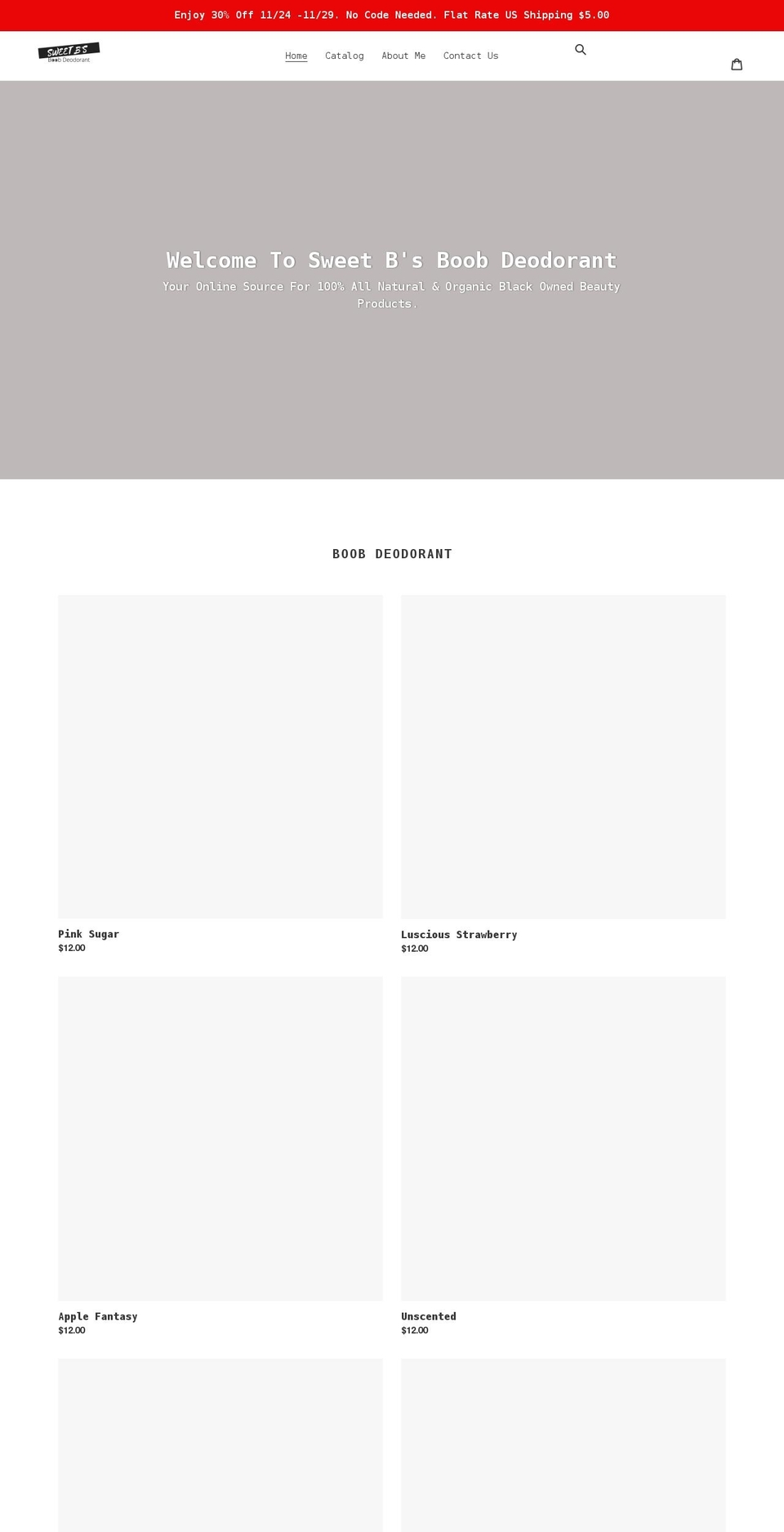 sweetbsboobdeodorant.com shopify website screenshot