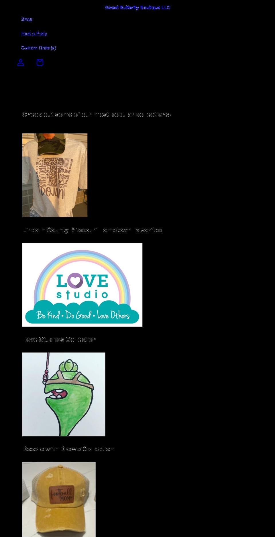 sweetbutterflyboutiquellc.com shopify website screenshot