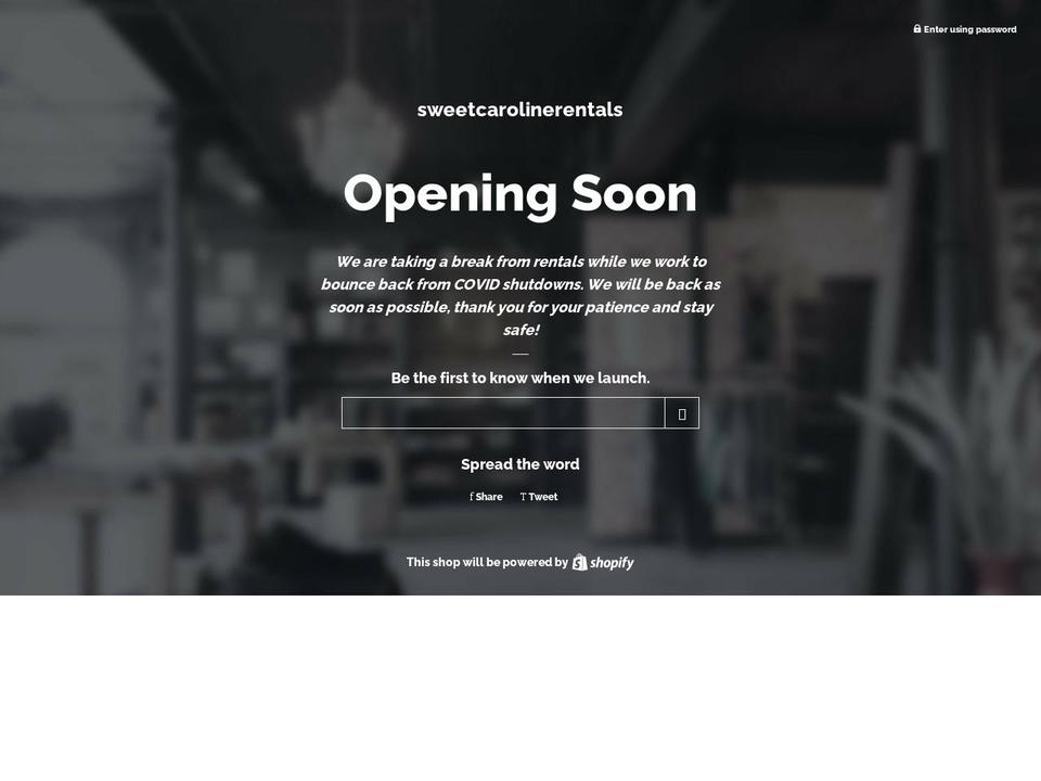 sweetcarolinerental.myshopify.com shopify website screenshot