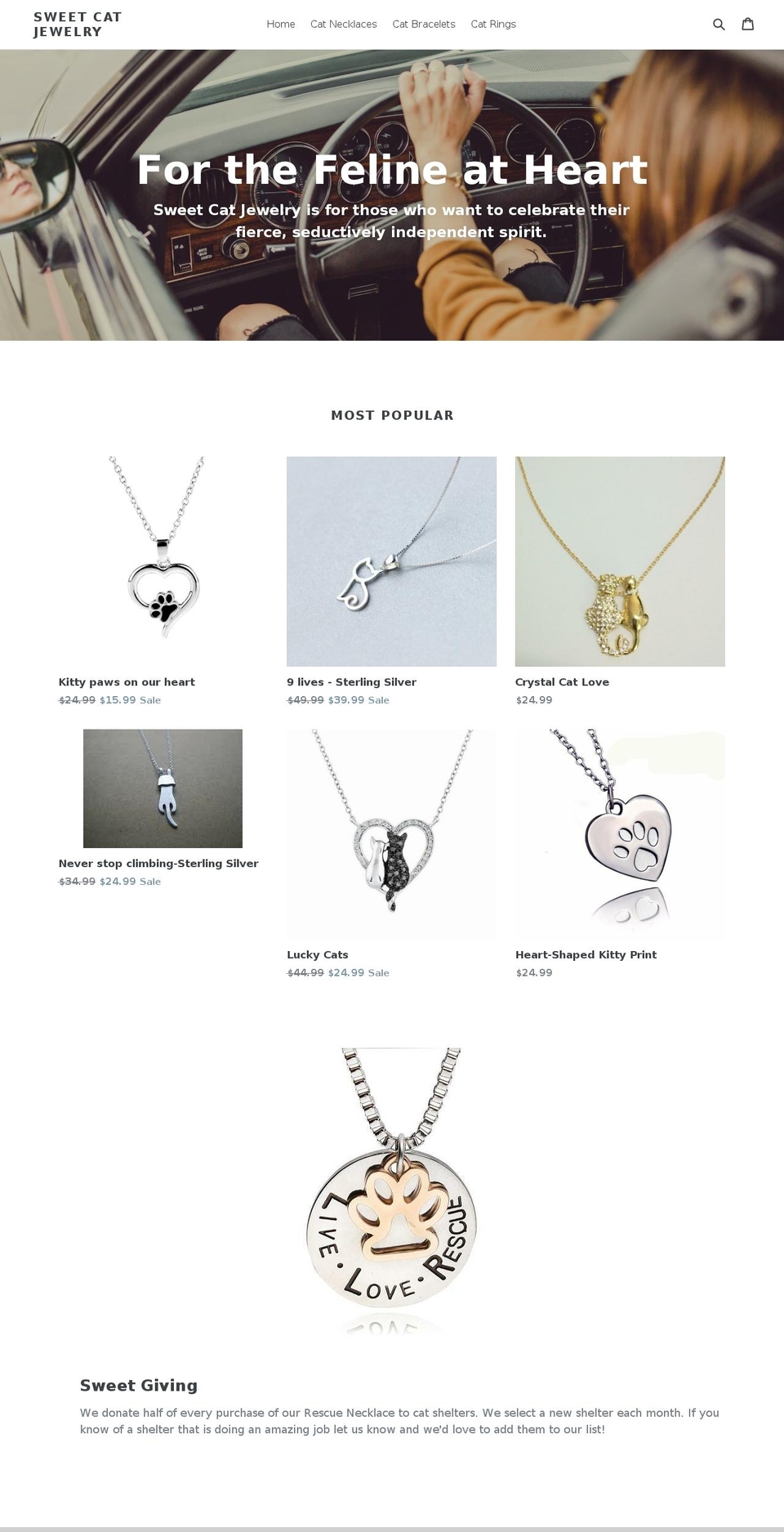 sweetcatjewelry.com — Shopify storefront screenshot