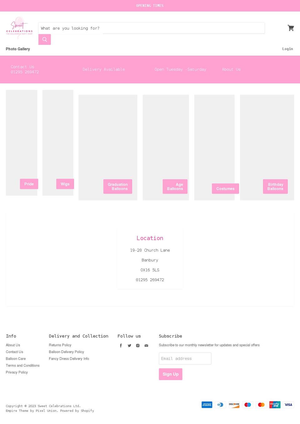 sweetcelebrations.co.uk shopify website screenshot