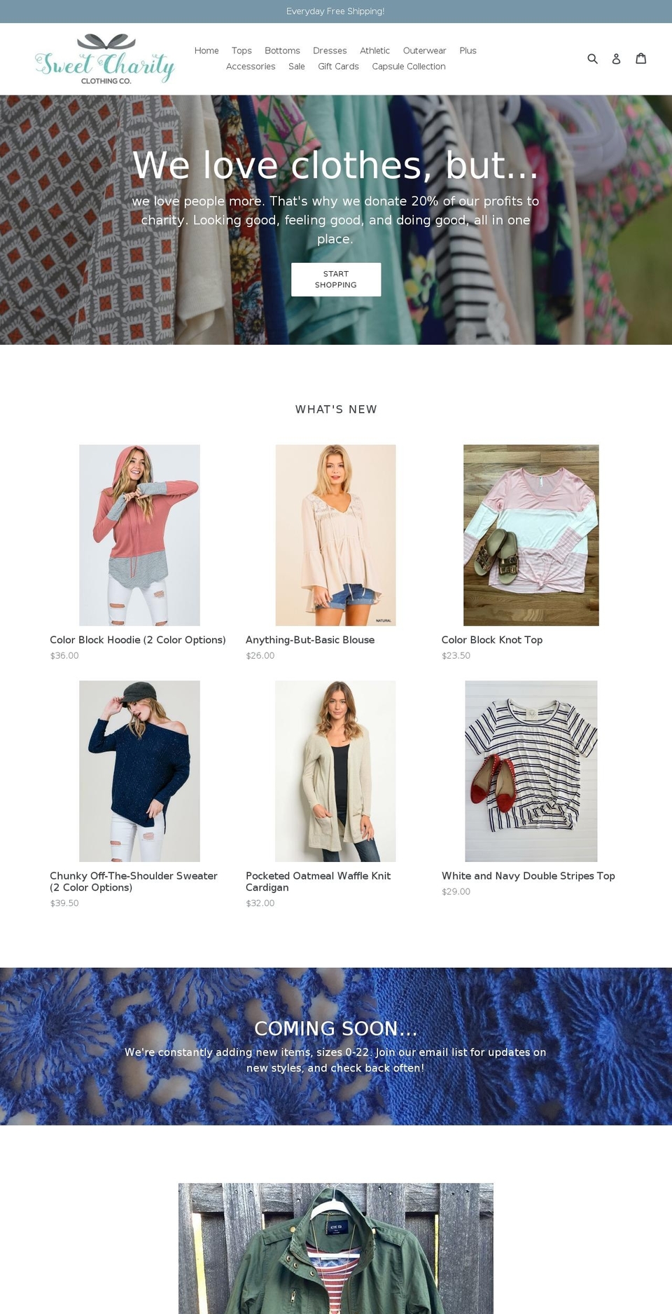 sweetcharityclothing.com shopify website screenshot