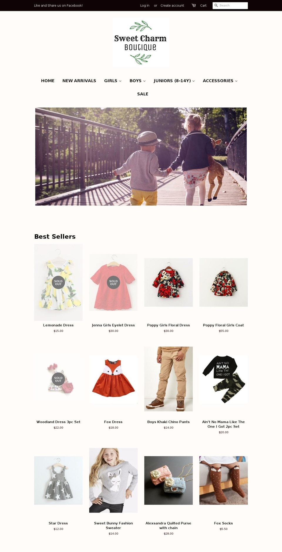sweetcharmboutique.com shopify website screenshot