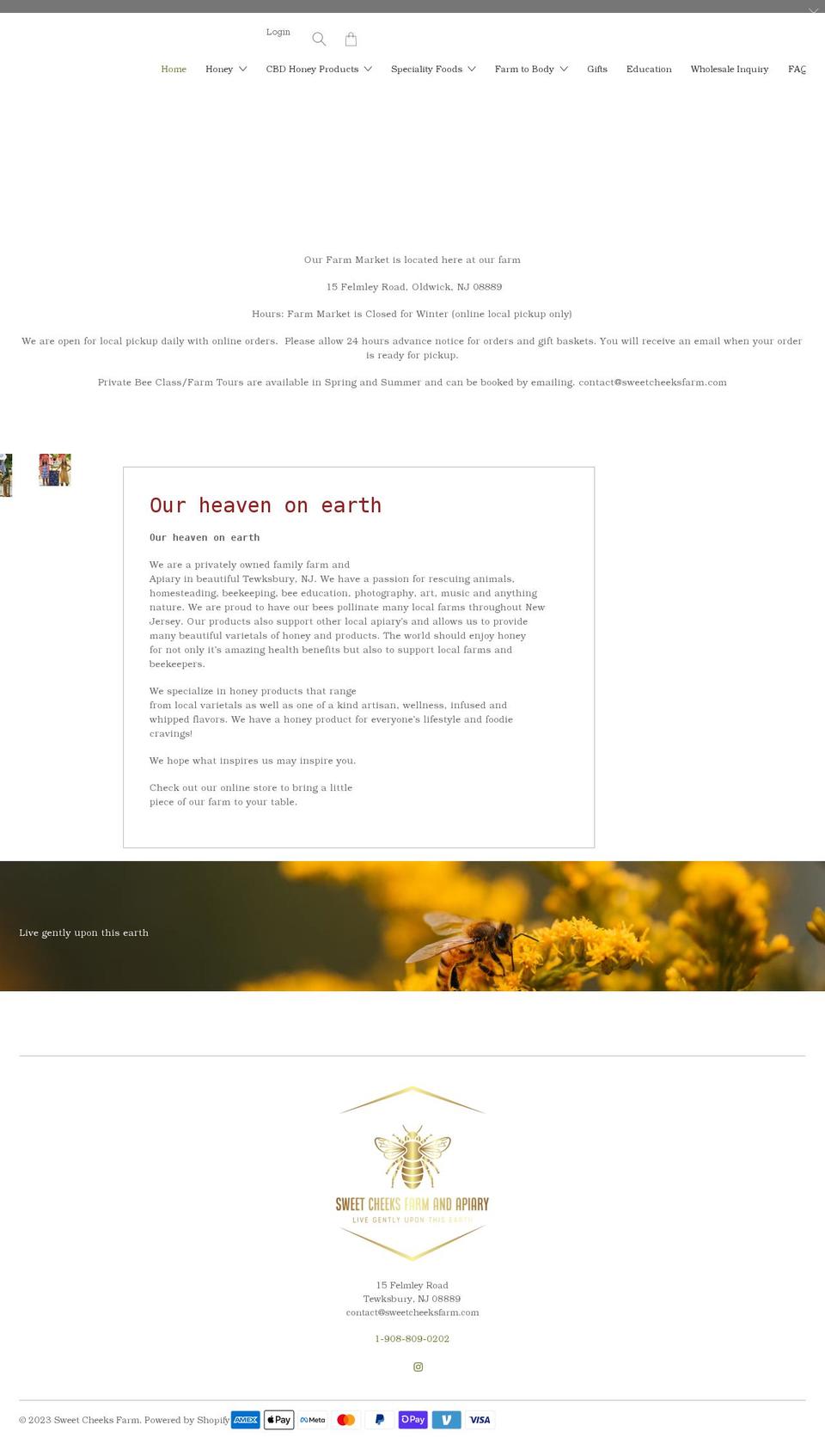 sweetcheeksfarm.com shopify website screenshot