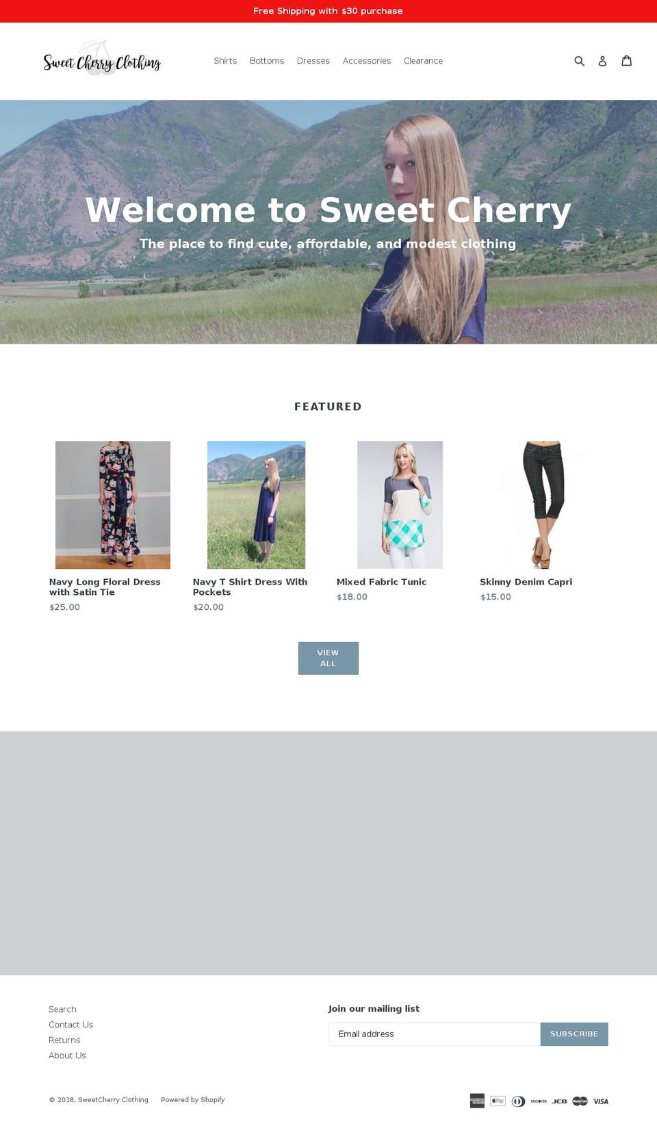 sweetcherryclothing.com — Shopify storefront screenshot
