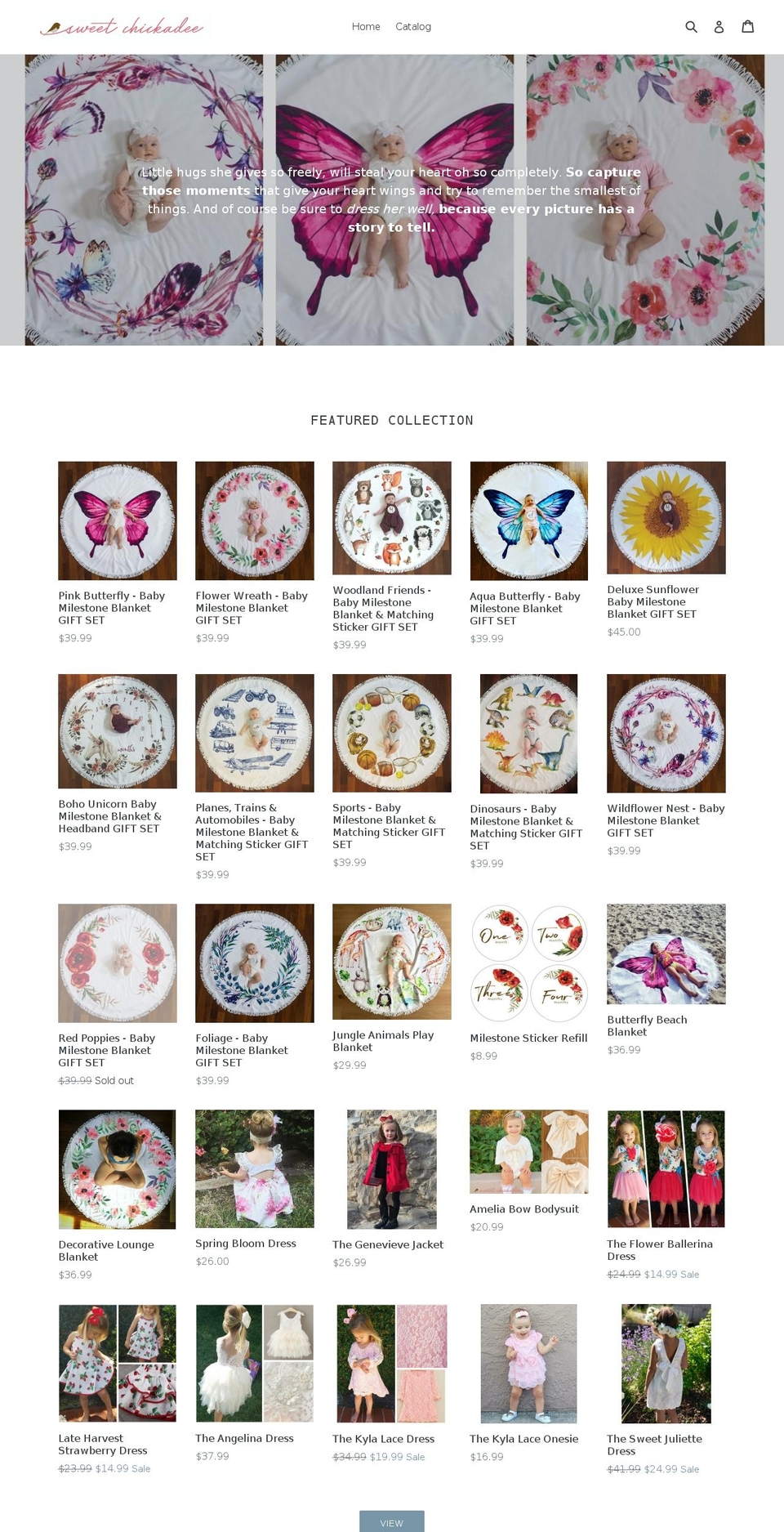 sweetchickadee.com shopify website screenshot