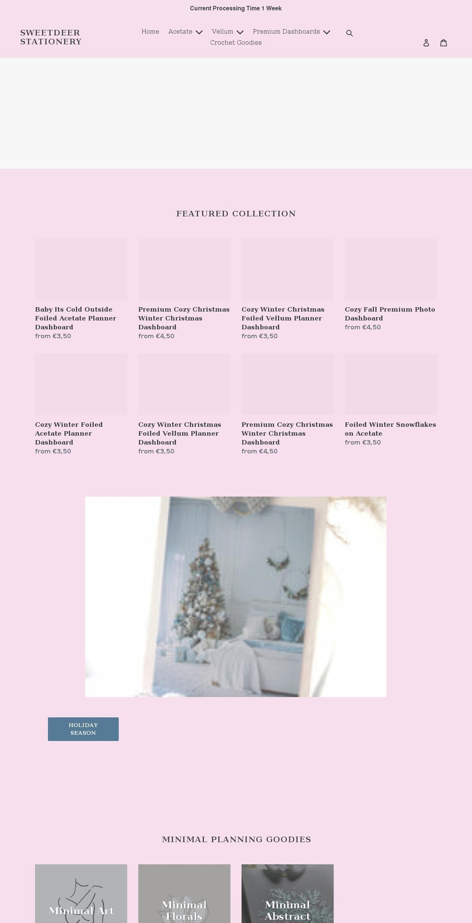 sweetdeerstationery.com shopify website screenshot