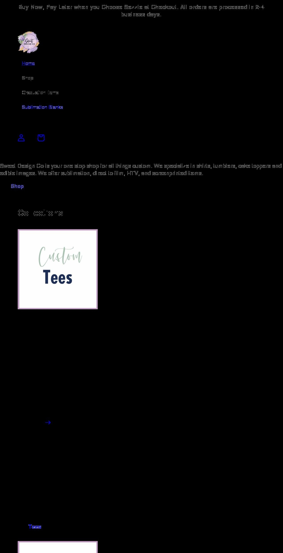 sweetdesignco.com shopify website screenshot