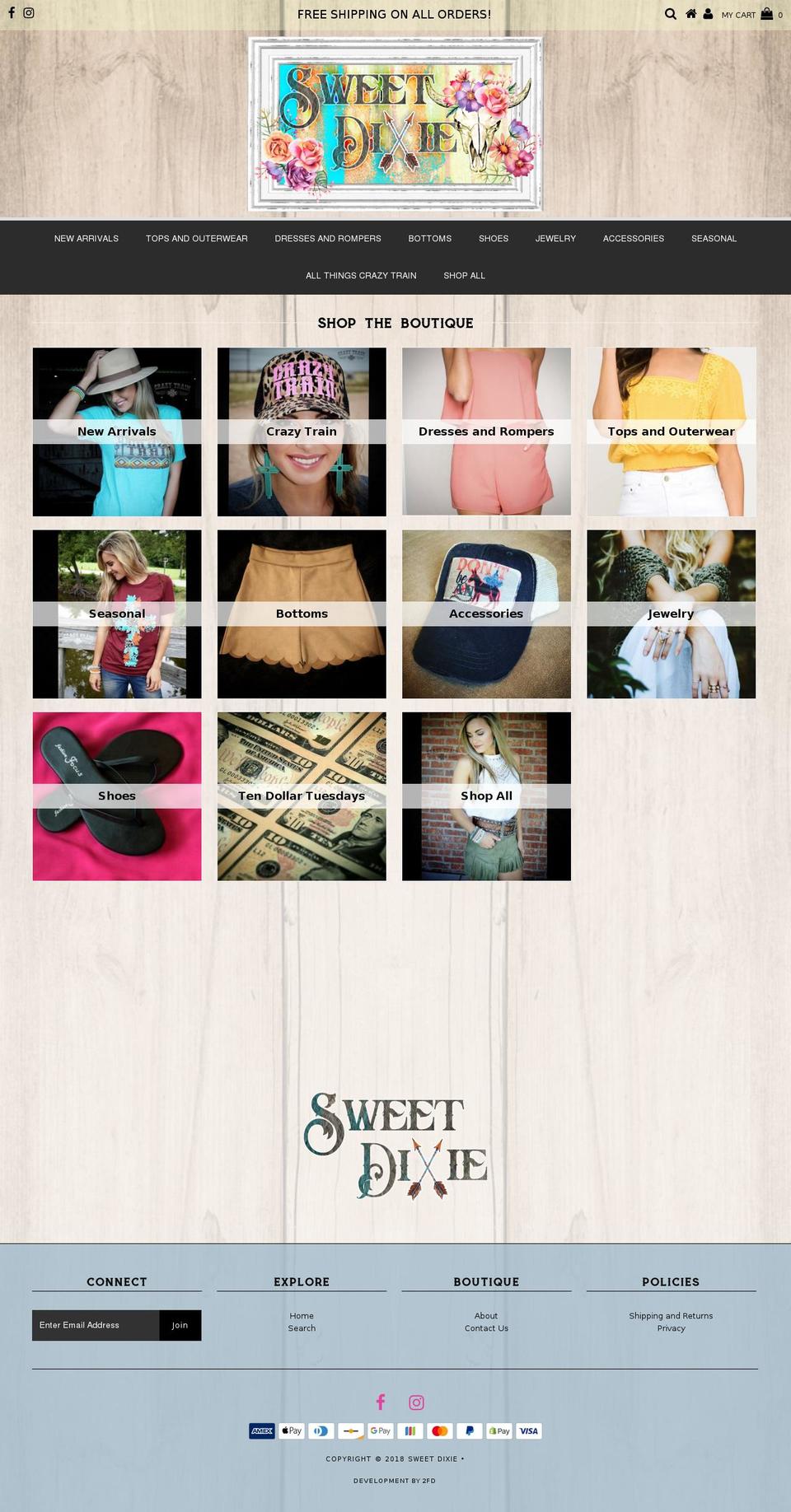 sweetdixieboutique.com — Shopify storefront screenshot