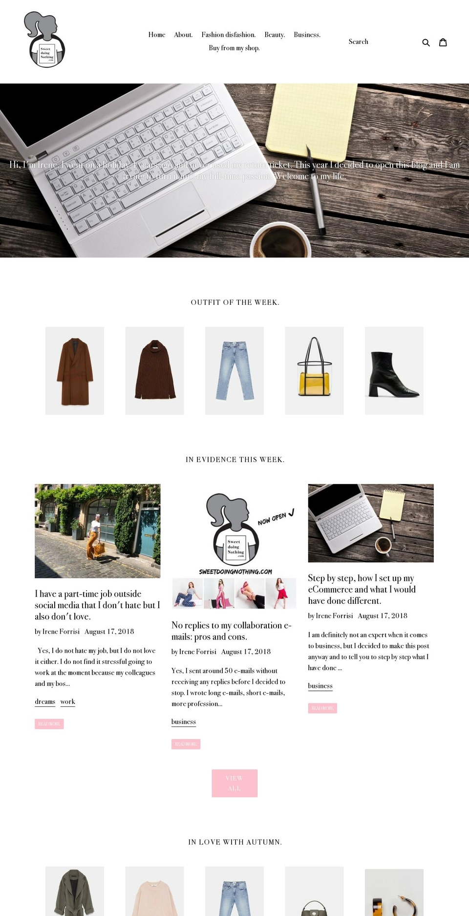 sweetdoingnothing.com — Shopify storefront screenshot