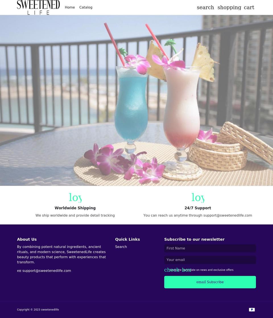 sweetenedlife.com shopify website screenshot