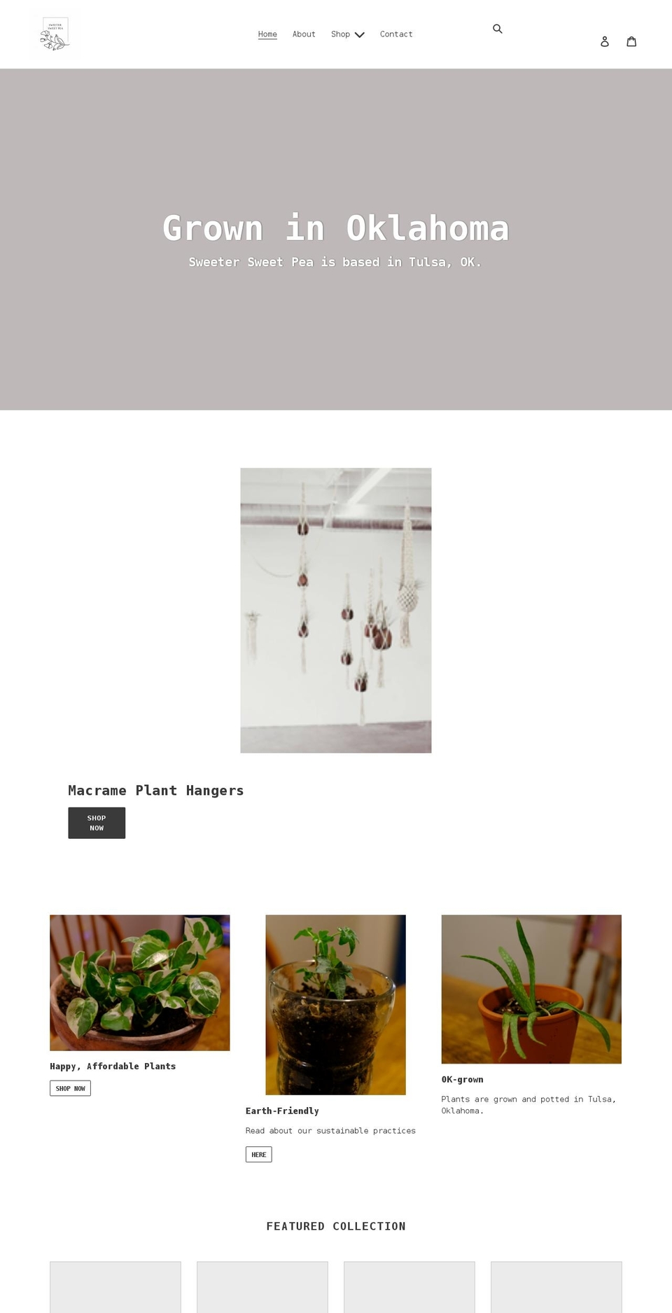sweetersweetpea.com shopify website screenshot