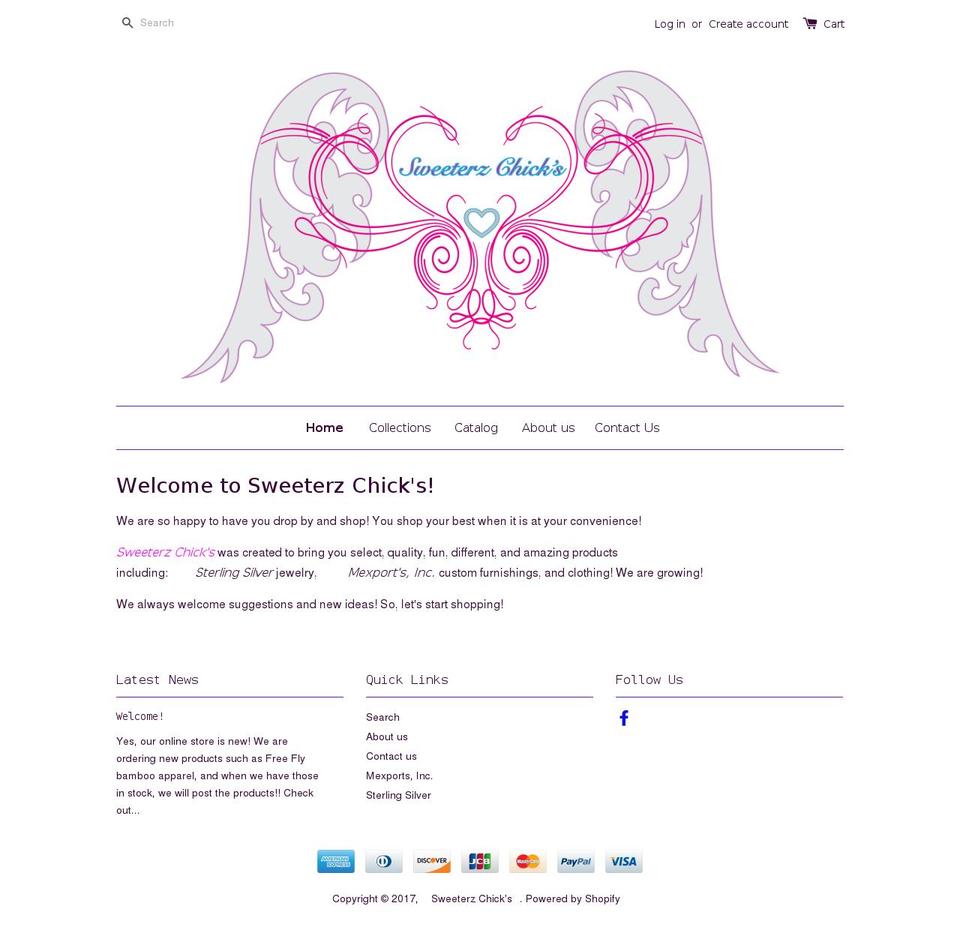 sweeterzchicks.com shopify website screenshot