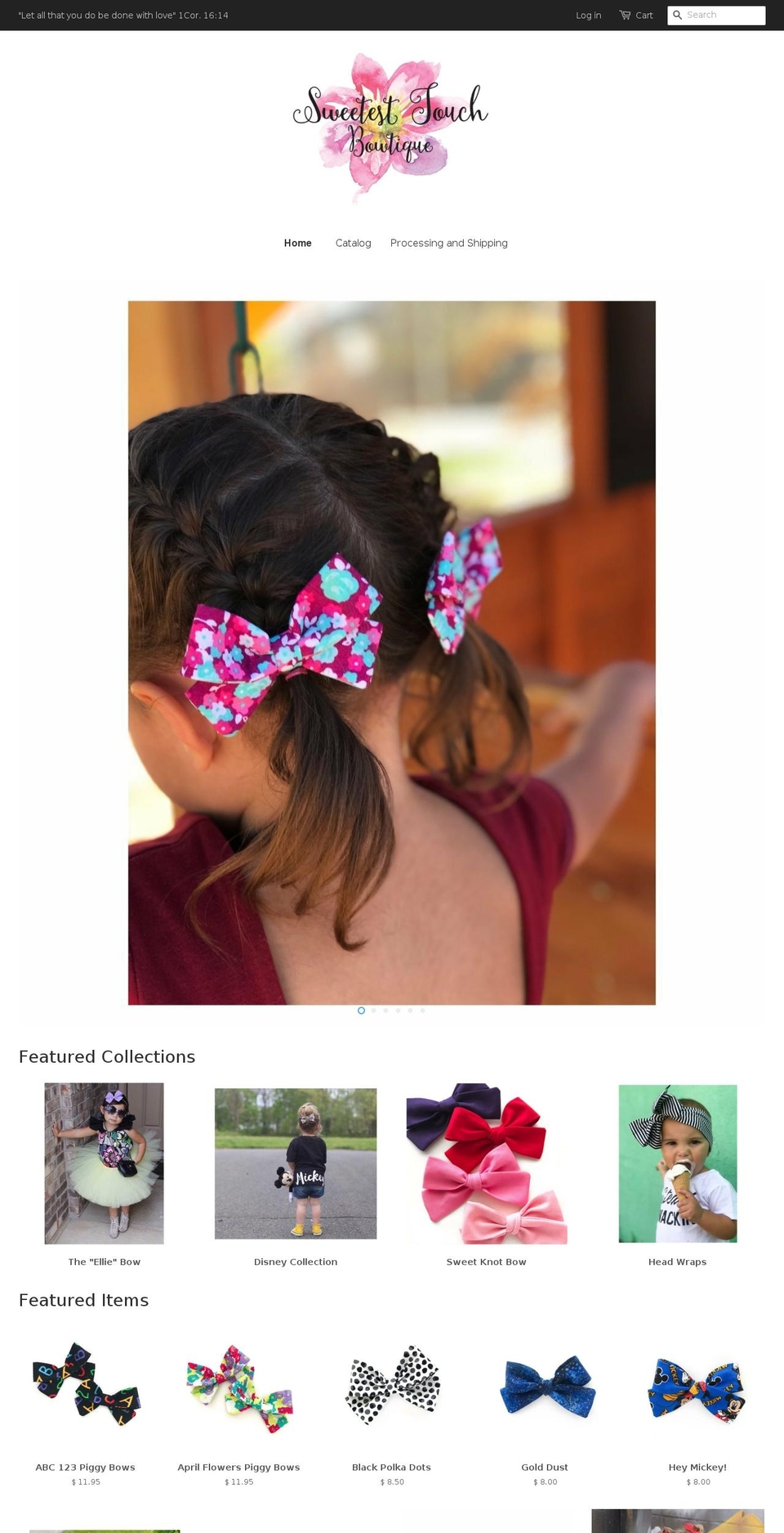 sweetesttouchbowtique.com — Shopify storefront screenshot