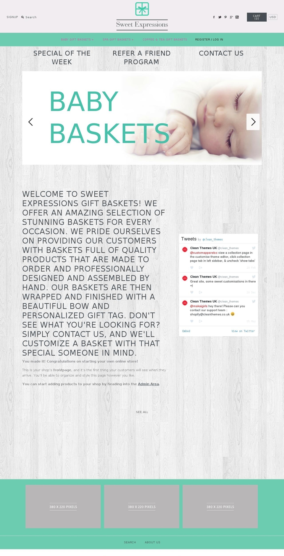 sweetexpressionsgiftbaskets.com shopify website screenshot