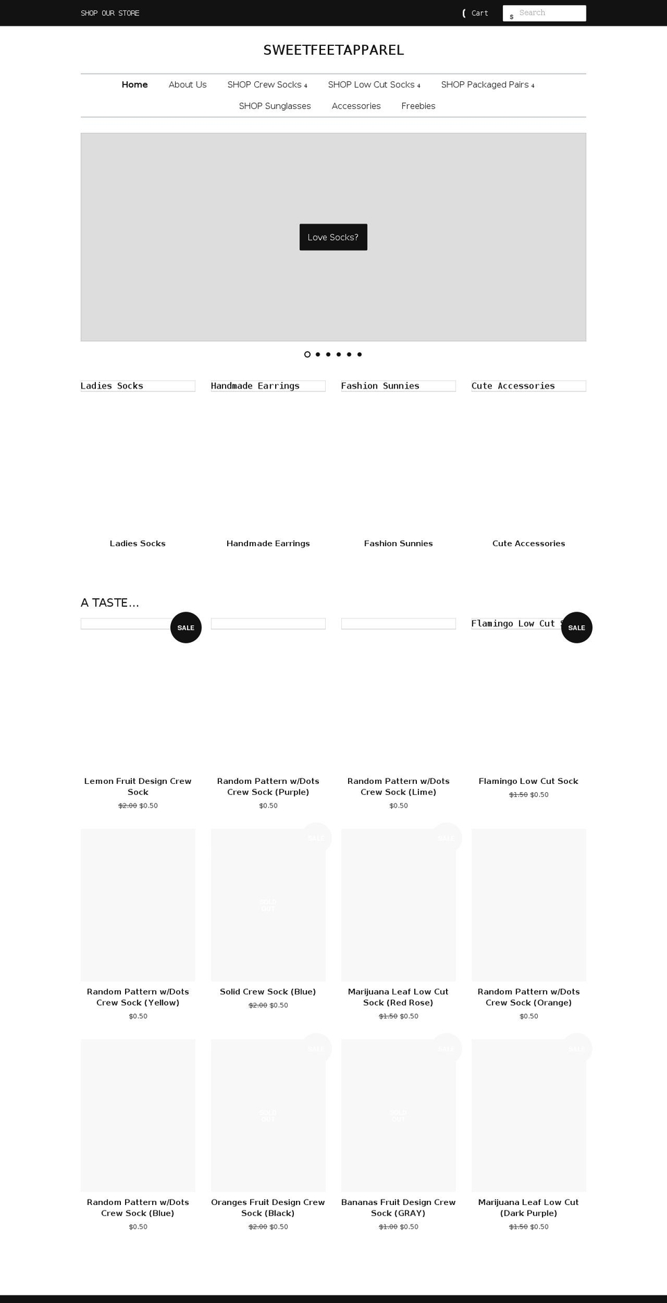 sweetfeetapparel.com shopify website screenshot