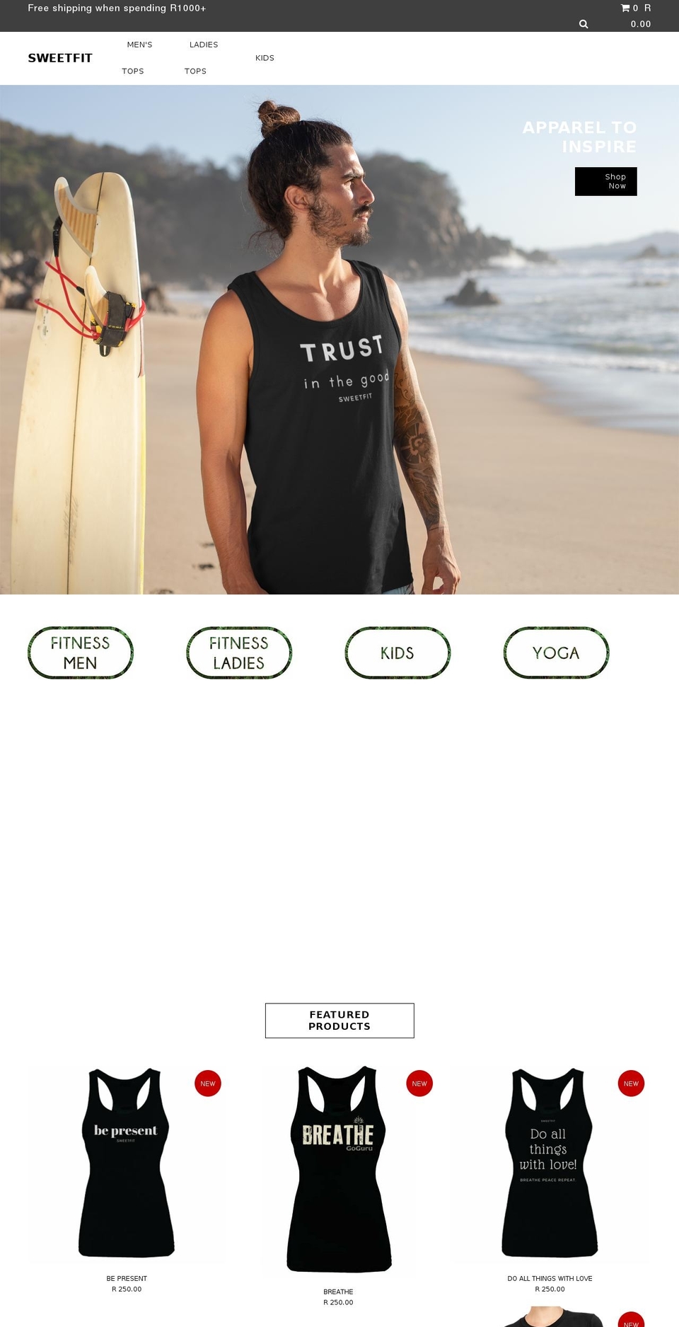 sweetfit.co.za shopify website screenshot