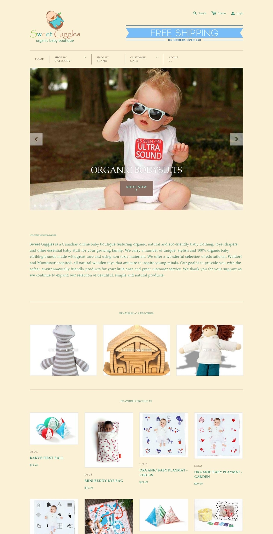 sweetgigglesbaby.ca shopify website screenshot