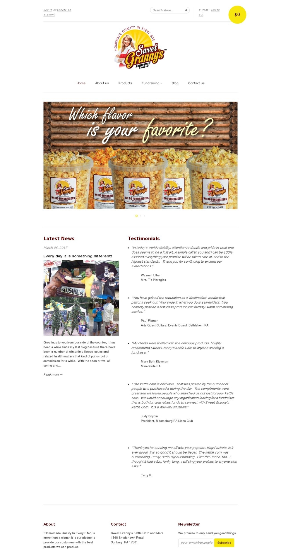 sweetgrannyskettlekorn.com shopify website screenshot