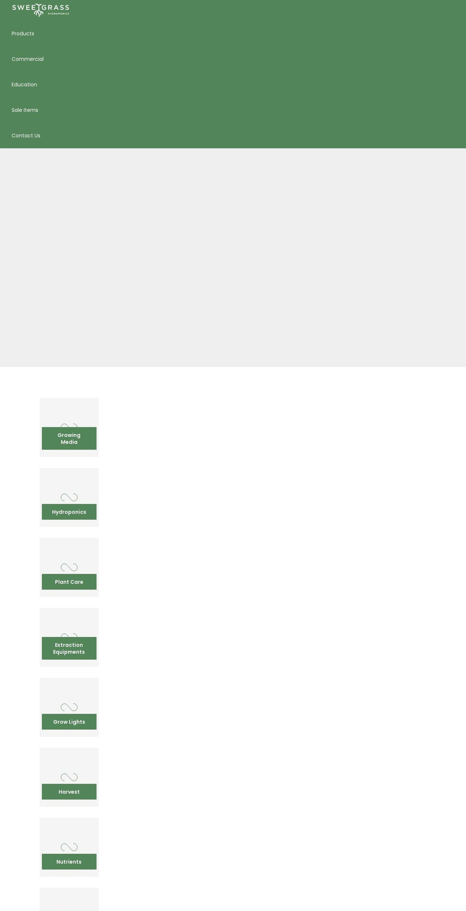 sweetgrasshydroponics.com shopify website screenshot
