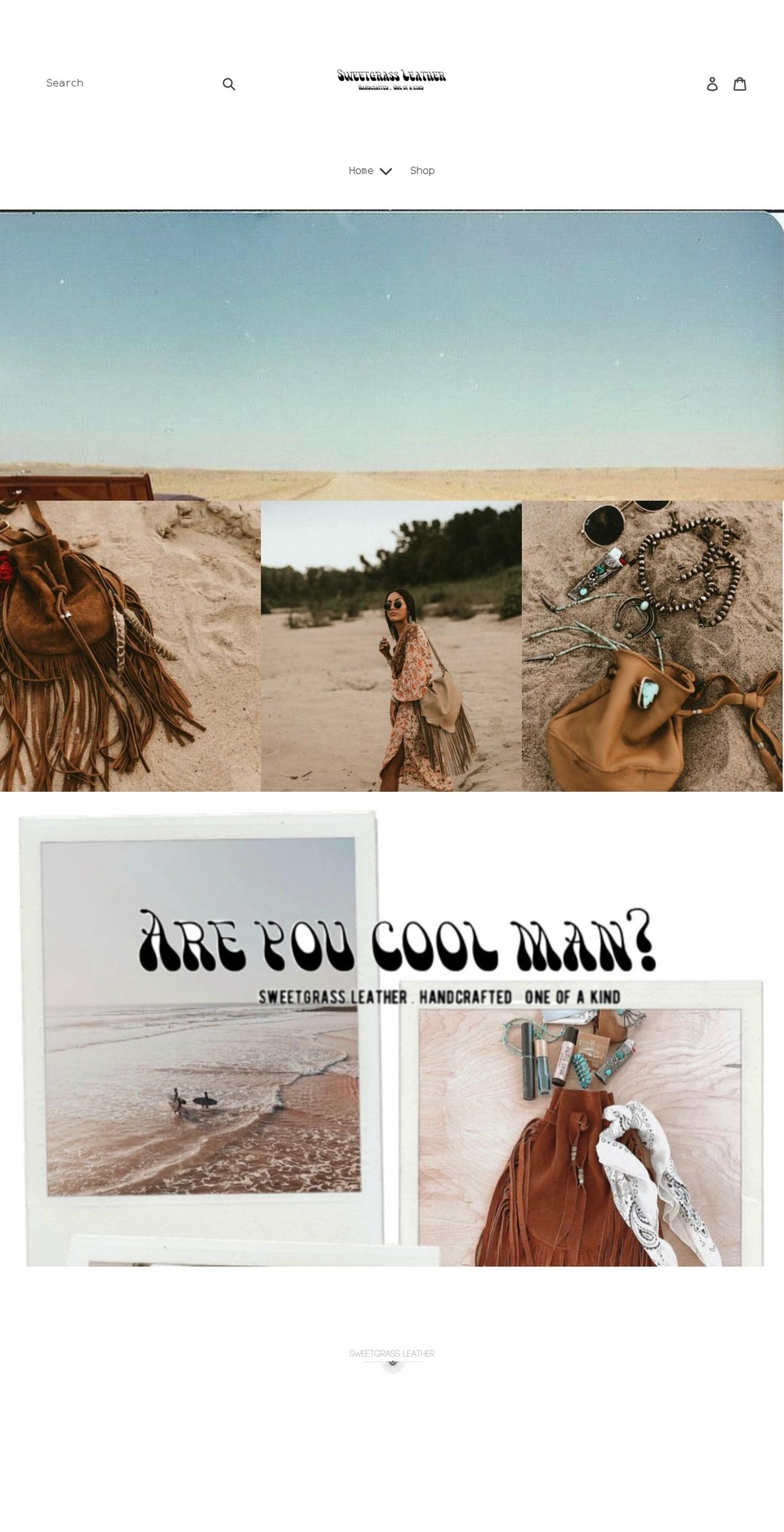 sweetgrassleather.com shopify website screenshot