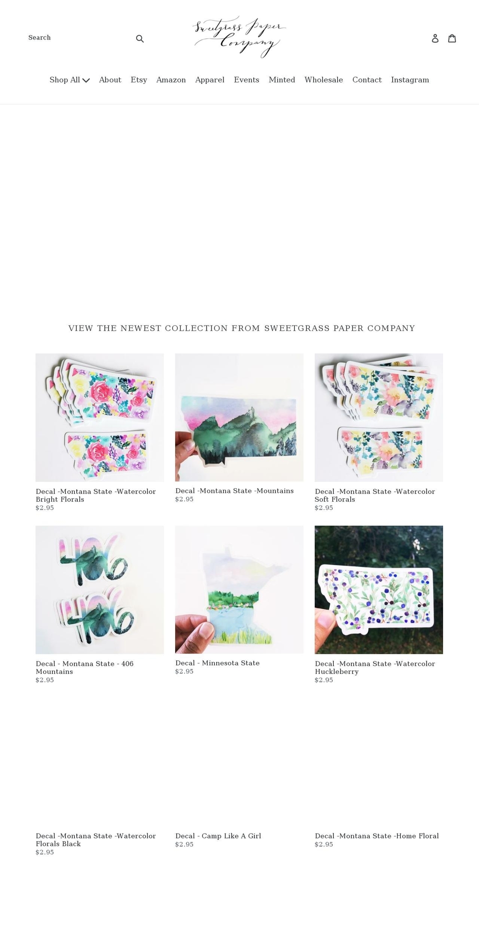 sweetgrasspapercompany.com shopify website screenshot