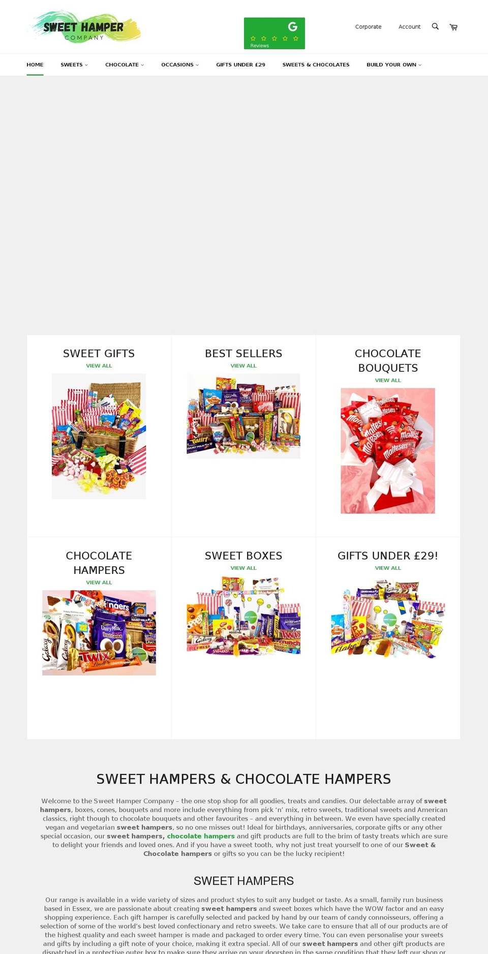sweethampercompany.co.uk shopify website screenshot