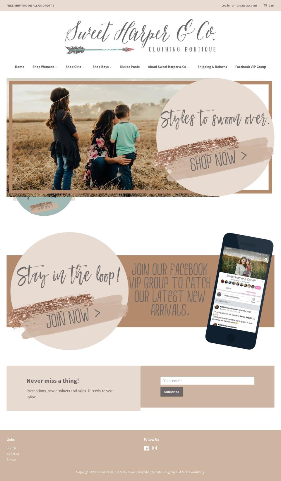 sweetharperandco.com shopify website screenshot