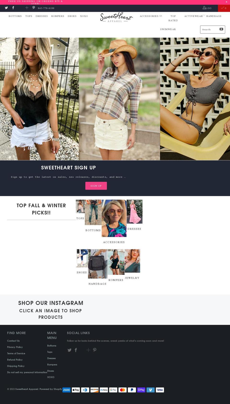 sweetheartapparel.com shopify website screenshot
