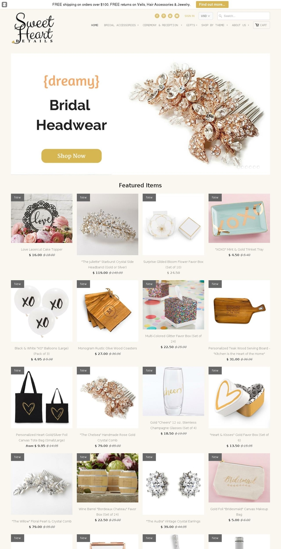 sweetheartdetails.com shopify website screenshot