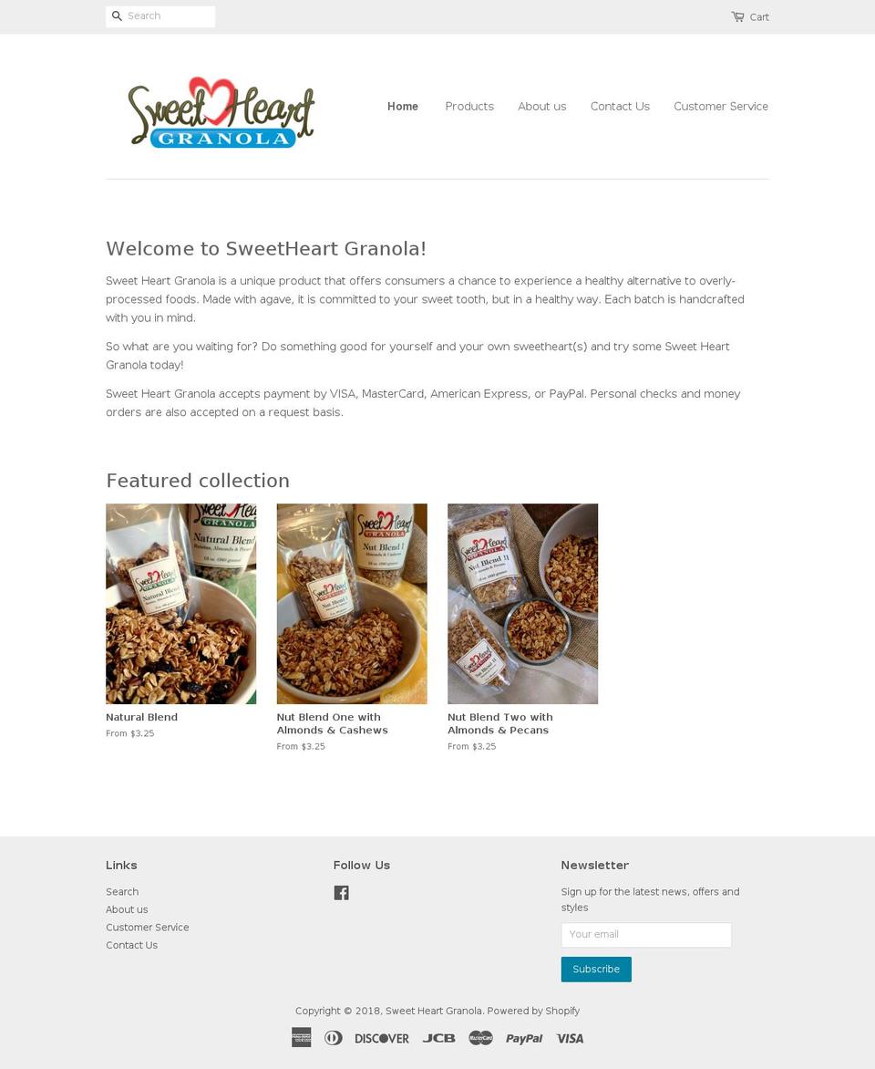 sweetheartgranola.com — Shopify storefront screenshot