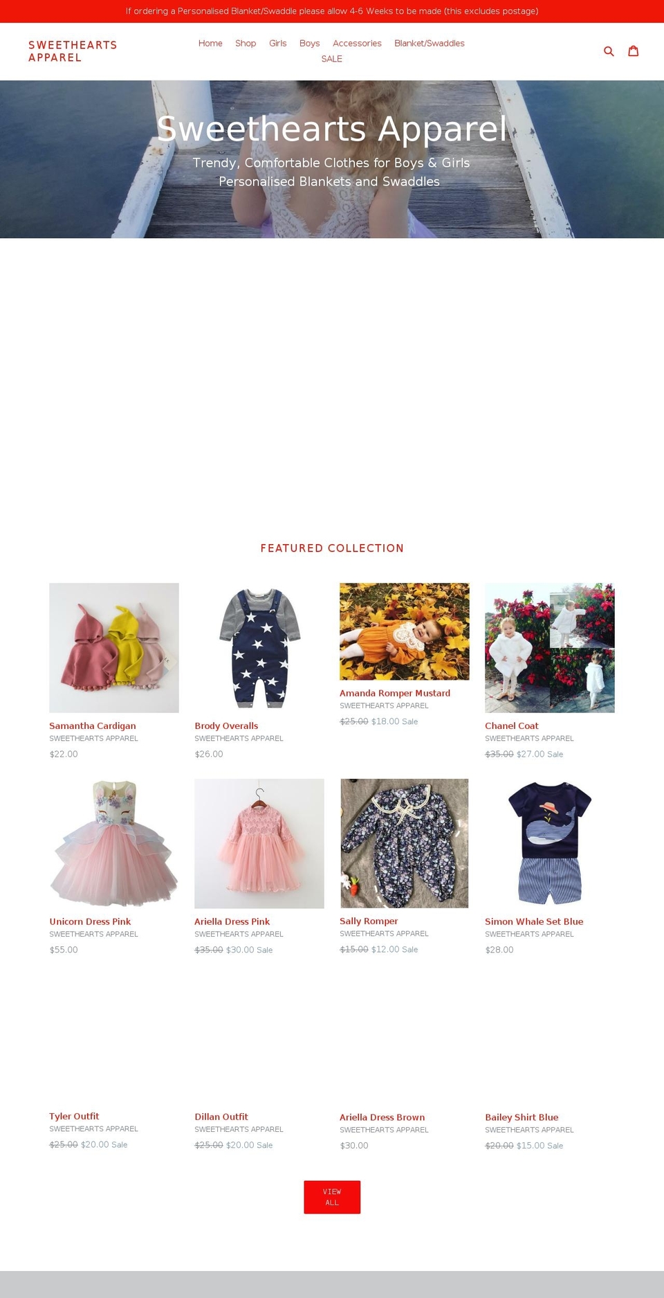 sweetheartsapparel.com shopify website screenshot