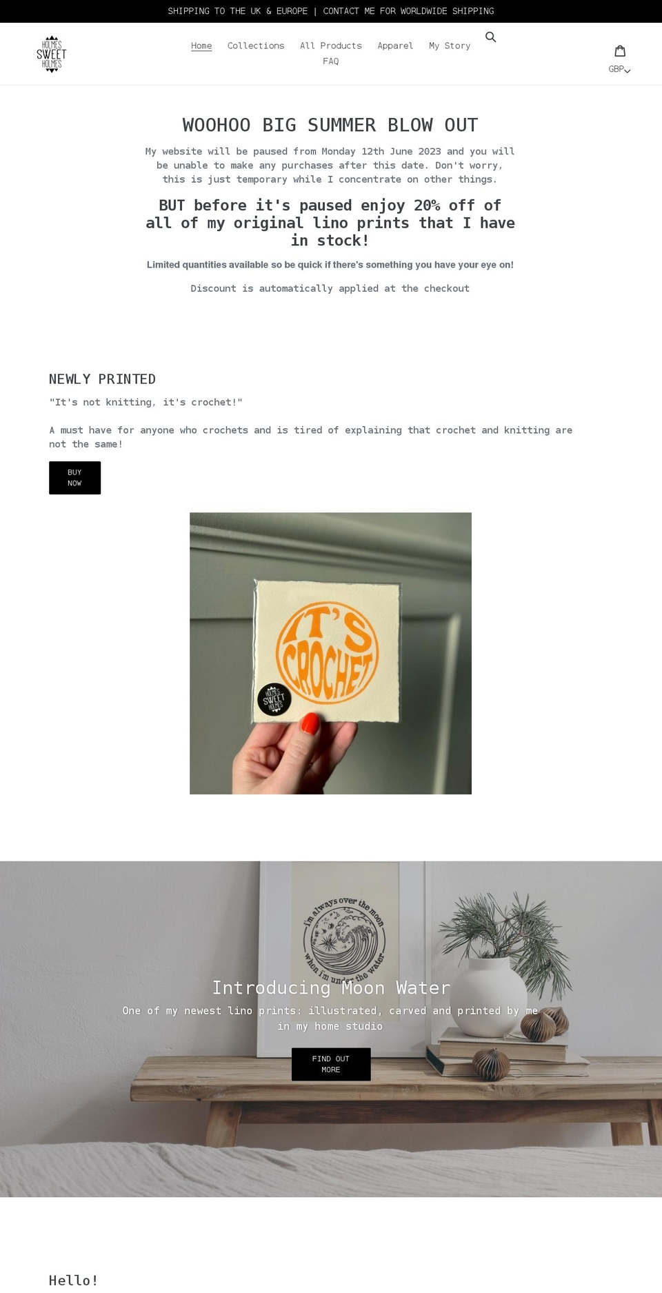 sweetholmes.co.uk shopify website screenshot