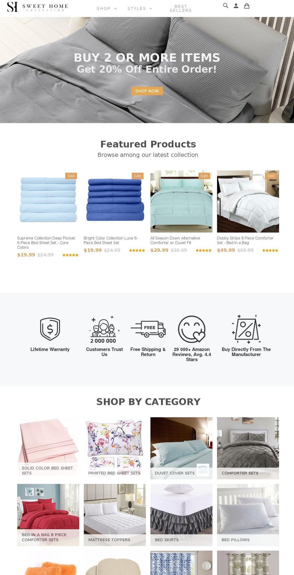 sweethomecollection.com shopify website screenshot