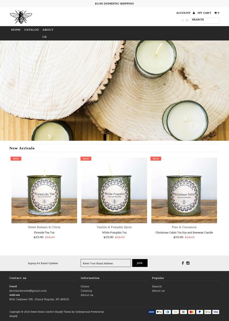 sweethomecomforts.com — Shopify storefront screenshot