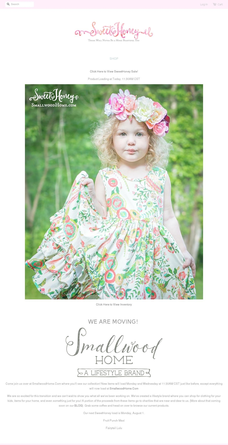 sweethoneyclothing.com shopify website screenshot