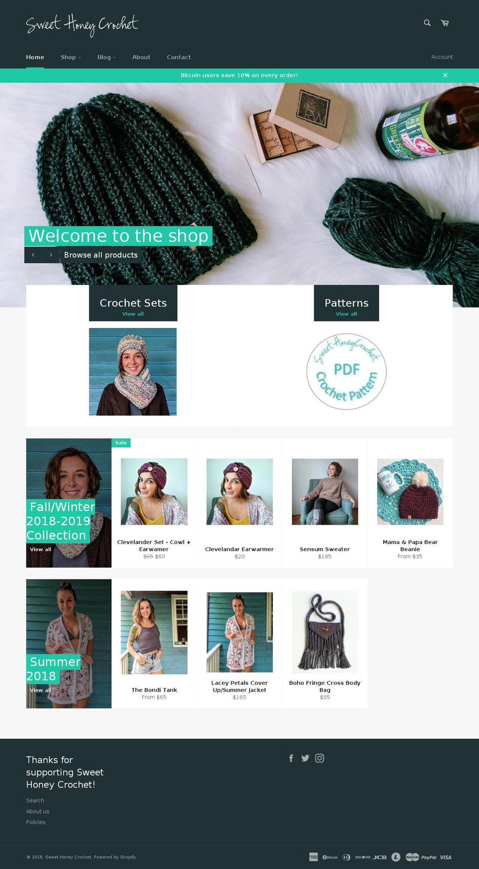 sweethoneycrochet.com shopify website screenshot