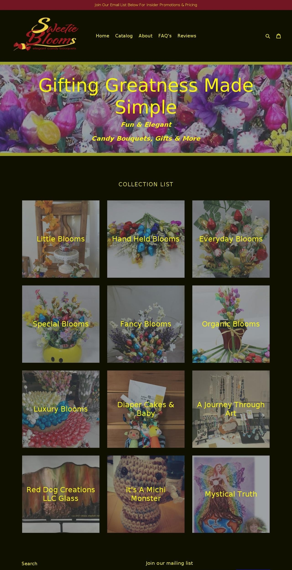 sweetieblooms.com — Shopify storefront screenshot