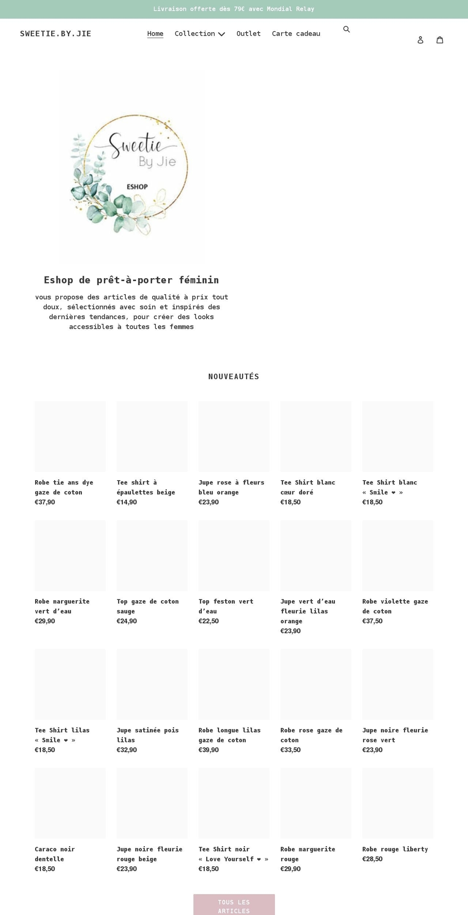 sweetiebyjie.com shopify website screenshot